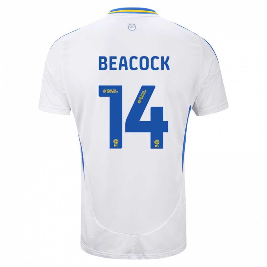 Enfant Maillot Molly Beacock #14 Blanc Bleu Tenues Domicile 2024/25 T-Shirt Suisse