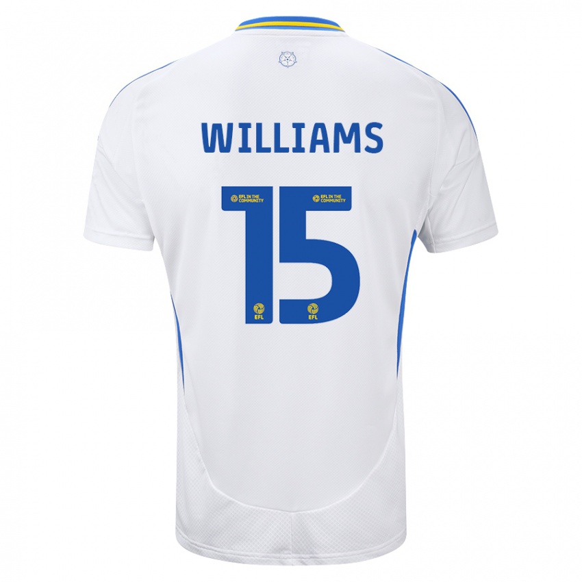 Enfant Maillot Paige Williams #15 Blanc Bleu Tenues Domicile 2024/25 T-Shirt Suisse