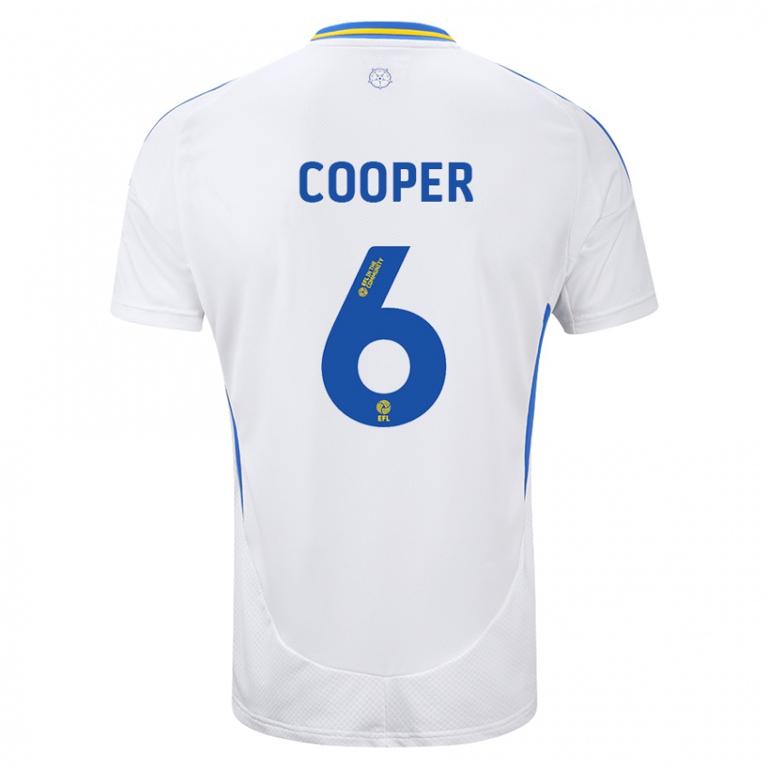 Enfant Maillot Liam Cooper #6 Blanc Bleu Tenues Domicile 2024/25 T-Shirt Suisse