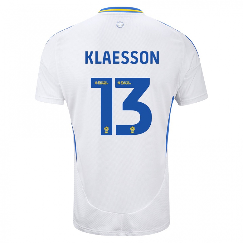 Kinder Kristoffer Klaesson #13 Weiß Blau Heimtrikot Trikot 2024/25 T-Shirt Schweiz