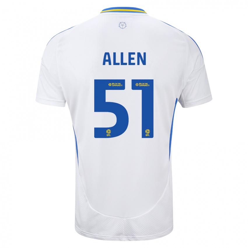 Enfant Maillot Charlie Allen #51 Blanc Bleu Tenues Domicile 2024/25 T-Shirt Suisse