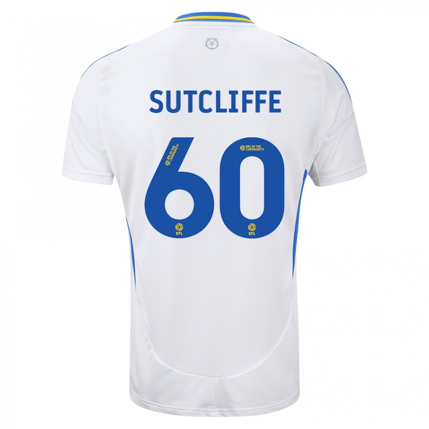 Enfant Maillot Harvey Sutcliffe #60 Blanc Bleu Tenues Domicile 2024/25 T-Shirt Suisse