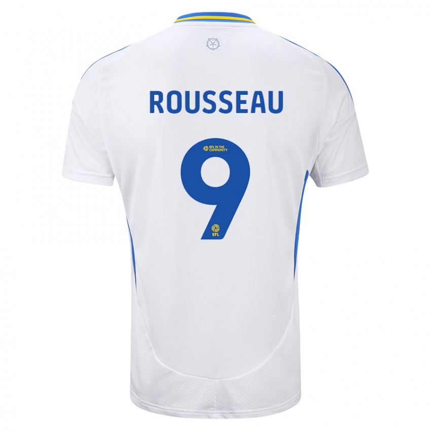 Enfant Maillot Jess Rousseau #9 Blanc Bleu Tenues Domicile 2024/25 T-Shirt Suisse