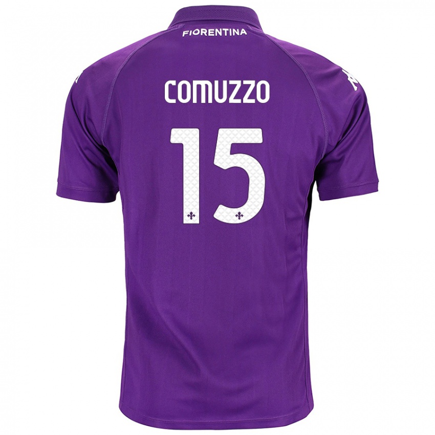 Enfant Maillot Pietro Comuzzo #15 Violet Tenues Domicile 2024/25 T-Shirt Suisse