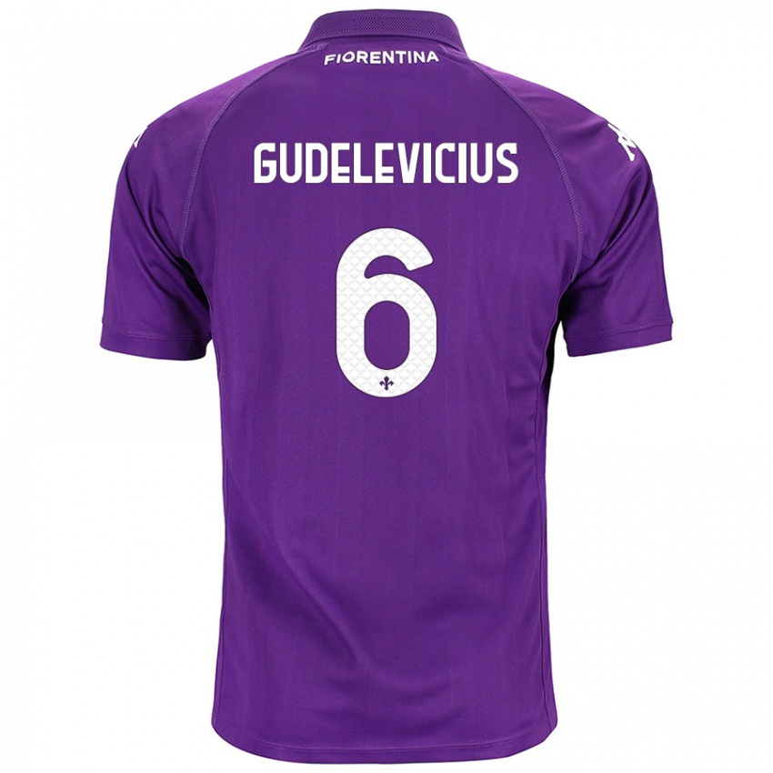 Enfant Maillot Ernestas Gudelevicius #6 Violet Tenues Domicile 2024/25 T-Shirt Suisse