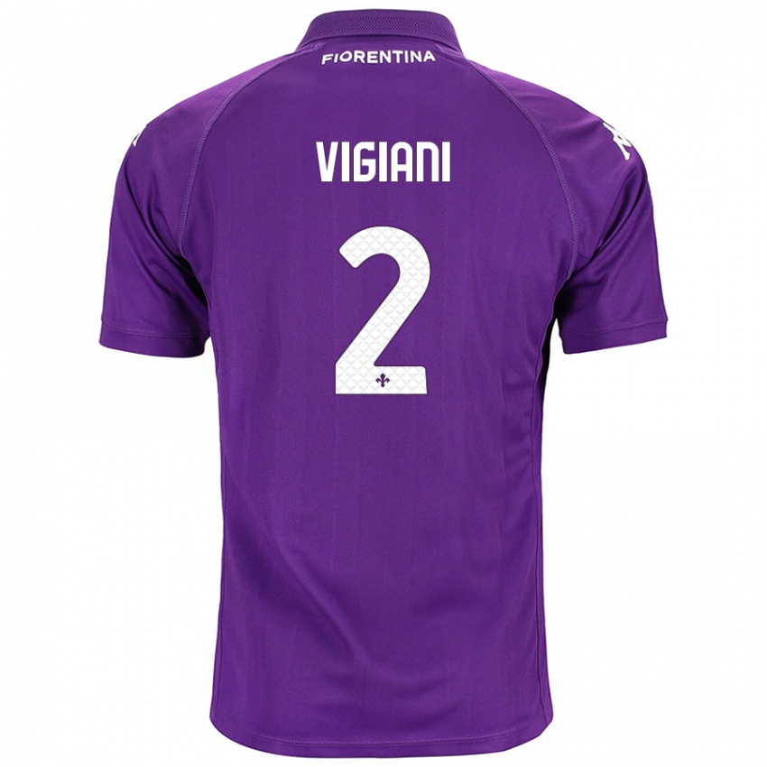 Enfant Maillot Lorenzo Vigiani #2 Violet Tenues Domicile 2024/25 T-Shirt Suisse