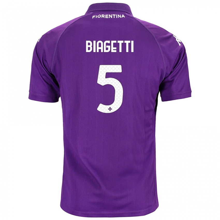 Enfant Maillot Christian Biagetti #5 Violet Tenues Domicile 2024/25 T-Shirt Suisse