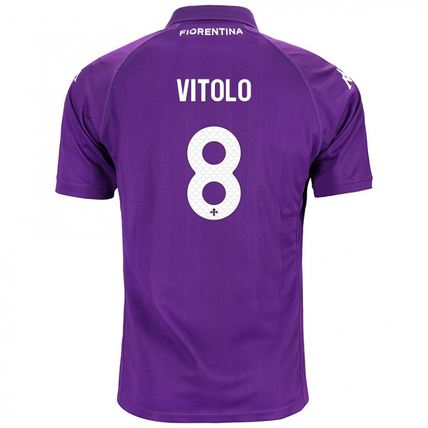 Enfant Maillot Federico Vitolo #8 Violet Tenues Domicile 2024/25 T-Shirt Suisse