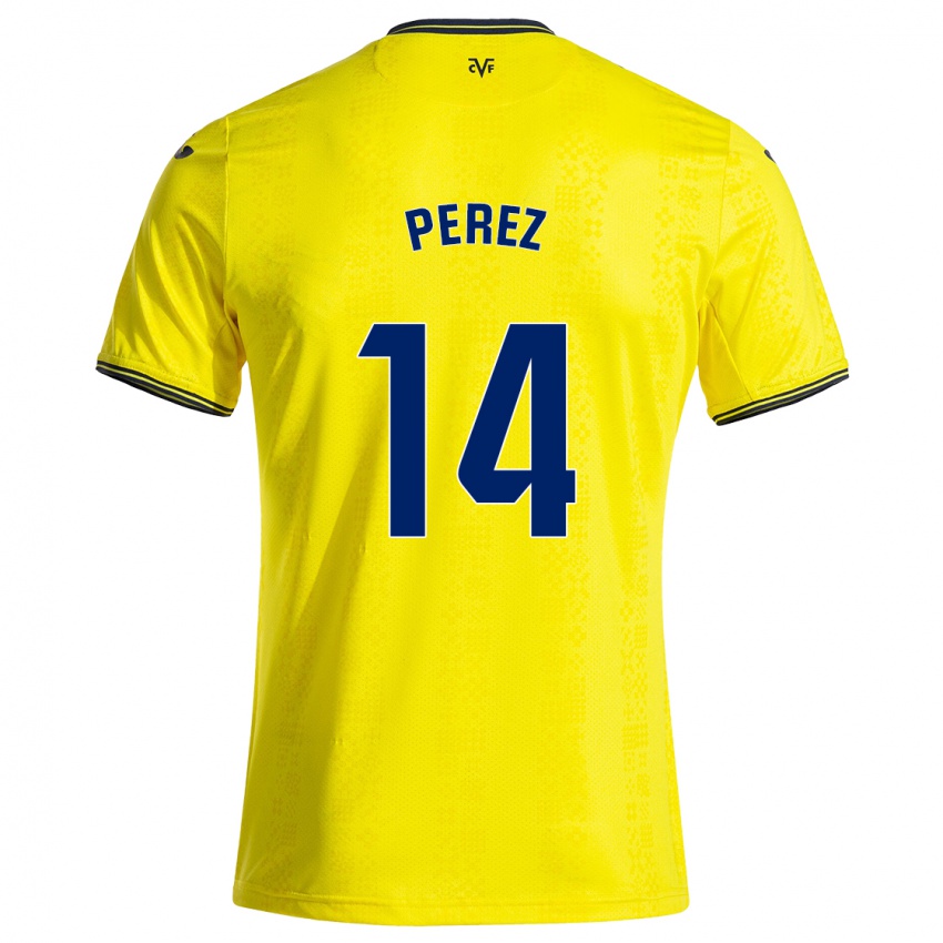 Kinder Nerea Pérez #14 Gelb Schwarz Heimtrikot Trikot 2024/25 T-Shirt Schweiz