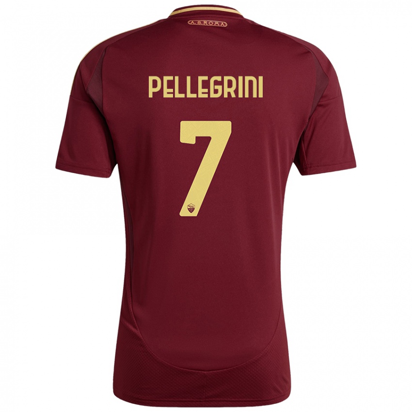 Kinder Lorenzo Pellegrini #7 Rot Braun Gold Heimtrikot Trikot 2024/25 T-Shirt Schweiz