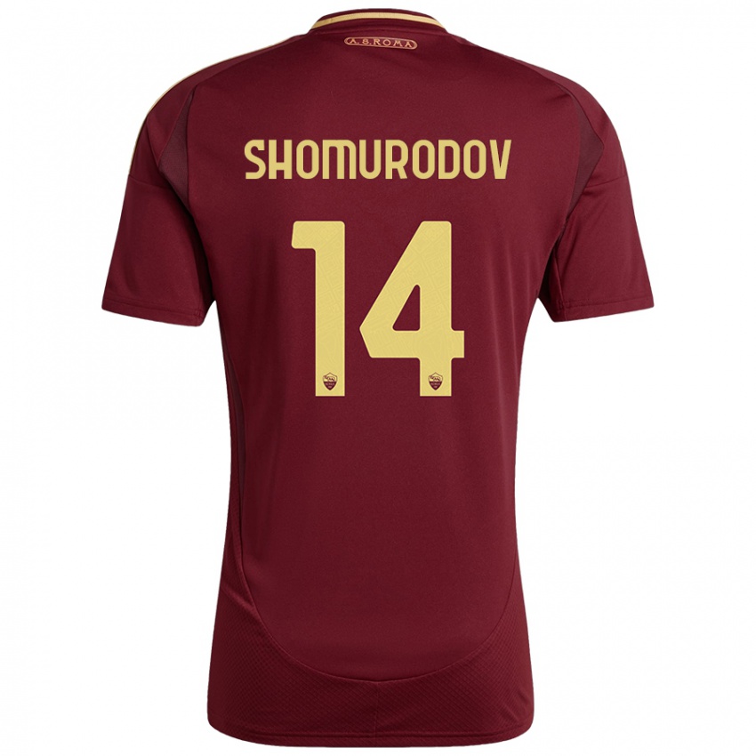 Kinder Eldor Shomurodov #14 Rot Braun Gold Heimtrikot Trikot 2024/25 T-Shirt Schweiz