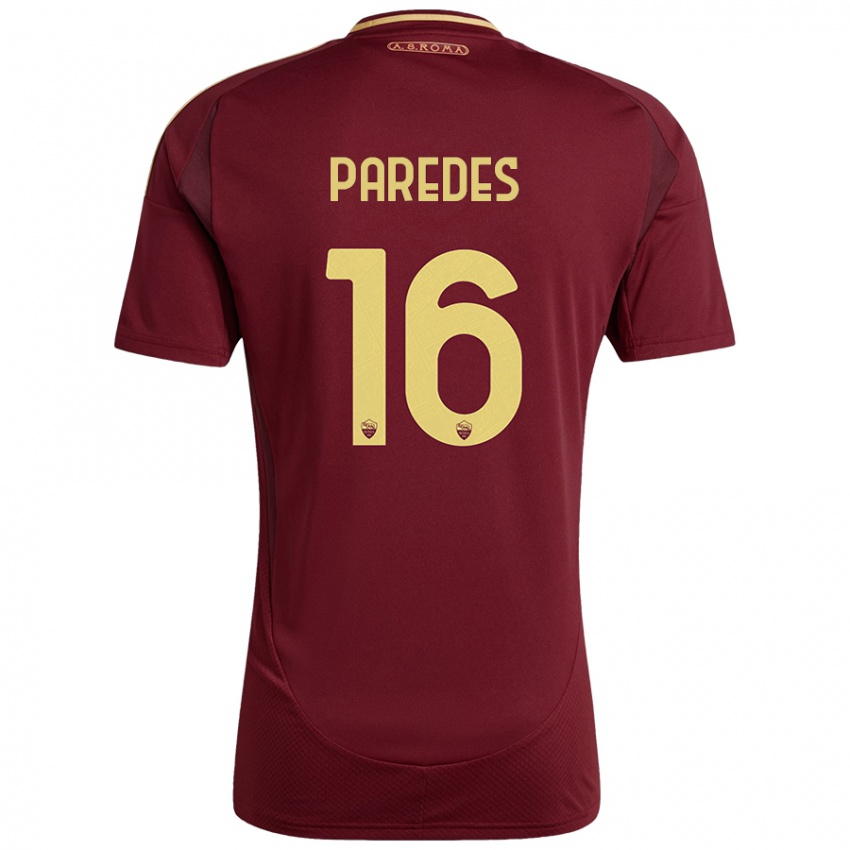 Kinder Leandro Paredes #16 Rot Braun Gold Heimtrikot Trikot 2024/25 T-Shirt Schweiz