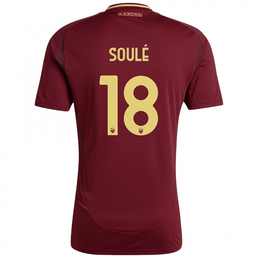 Kinder Matías Soulé #18 Rot Braun Gold Heimtrikot Trikot 2024/25 T-Shirt Schweiz