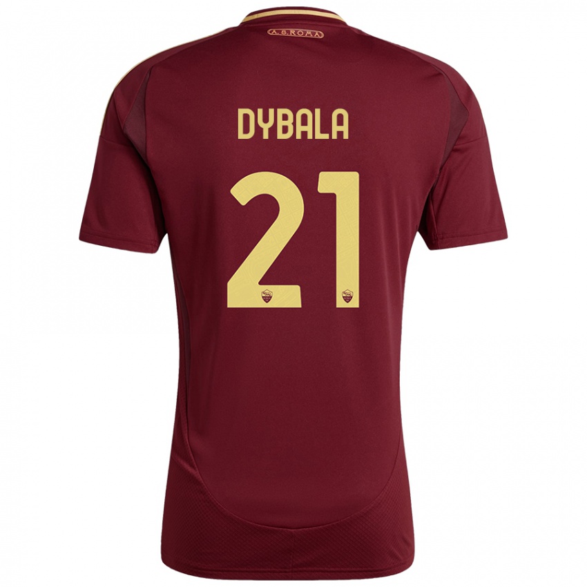 Kinder Paulo Dybala #21 Rot Braun Gold Heimtrikot Trikot 2024/25 T-Shirt Schweiz