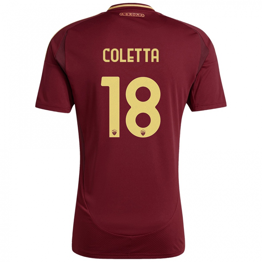 Kinder Federico Coletta #18 Rot Braun Gold Heimtrikot Trikot 2024/25 T-Shirt Schweiz