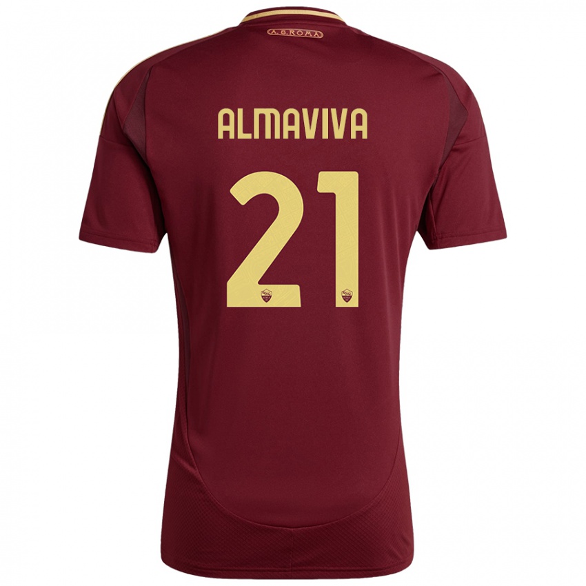 Kinder Mattia Almaviva #21 Rot Braun Gold Heimtrikot Trikot 2024/25 T-Shirt Schweiz