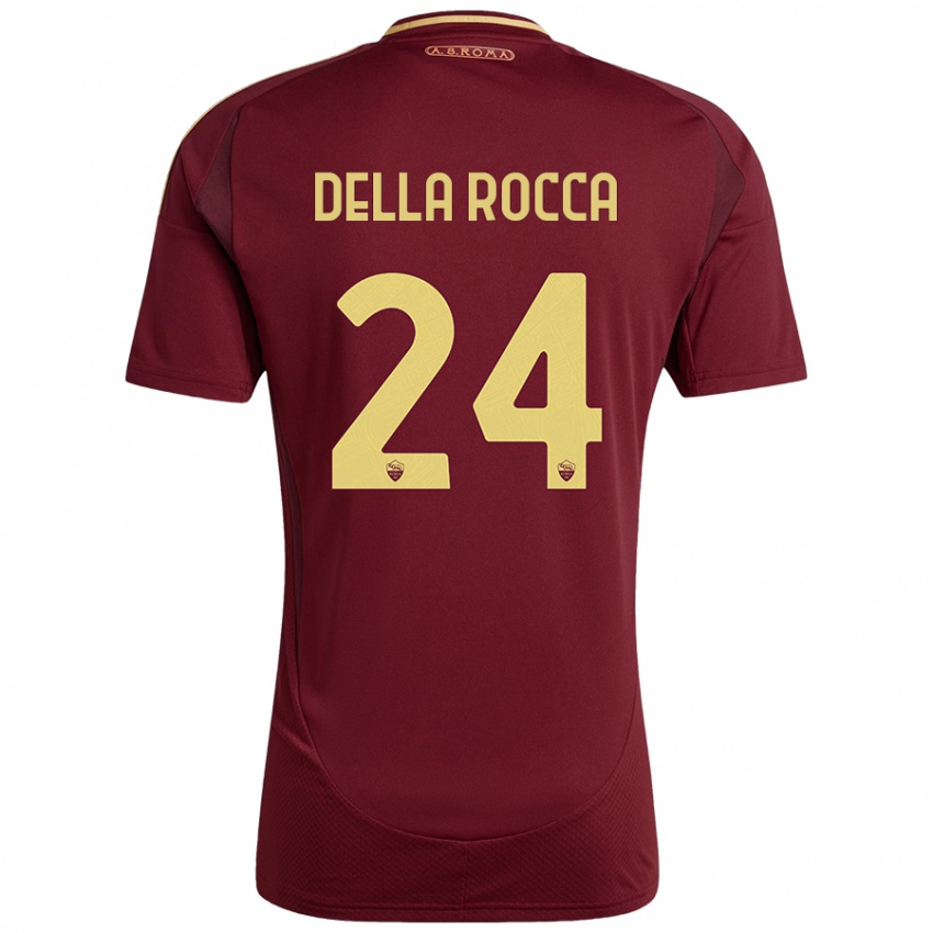 Kinder Mattia Della Rocca #24 Rot Braun Gold Heimtrikot Trikot 2024/25 T-Shirt Schweiz