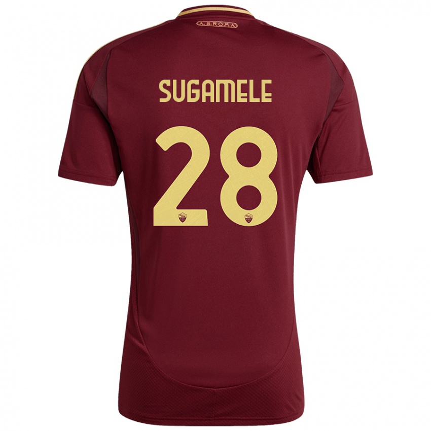 Kinder Alessandro Sugamele #28 Rot Braun Gold Heimtrikot Trikot 2024/25 T-Shirt Schweiz