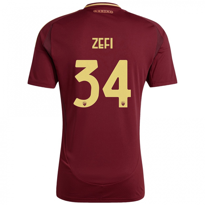 Kinder Kevin Zefi #34 Rot Braun Gold Heimtrikot Trikot 2024/25 T-Shirt Schweiz