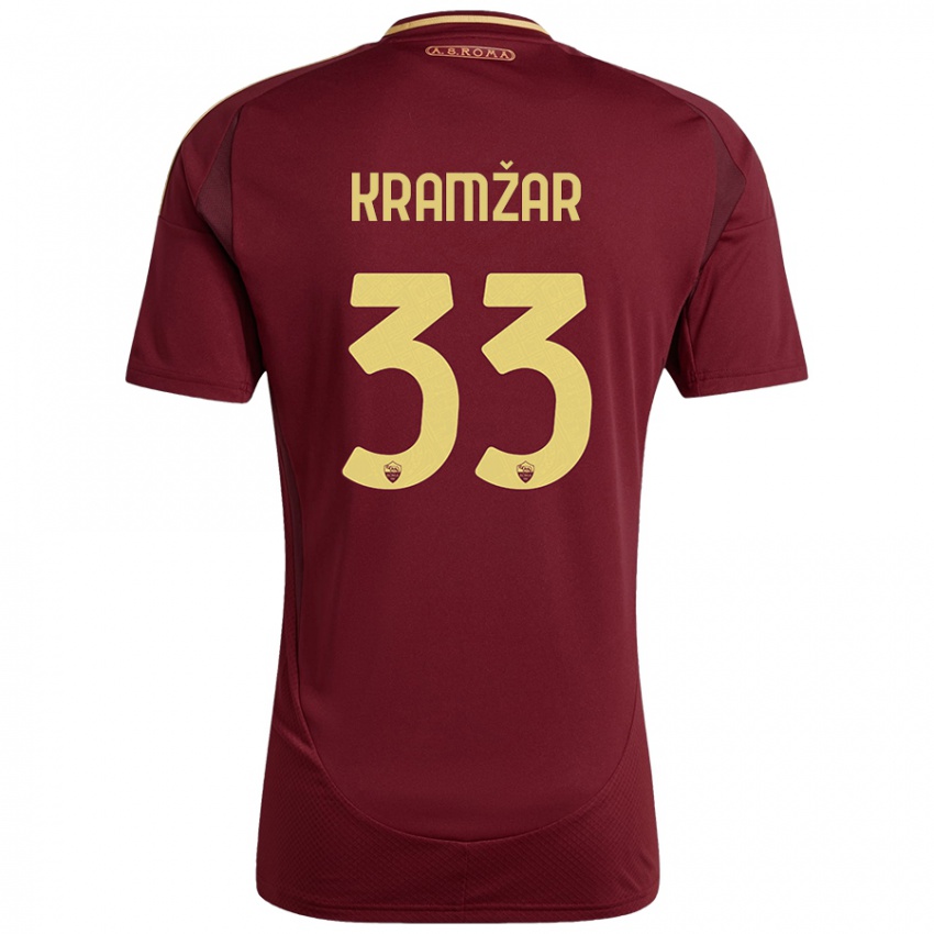 Kinder Zara Kramžar #33 Rot Braun Gold Heimtrikot Trikot 2024/25 T-Shirt Schweiz