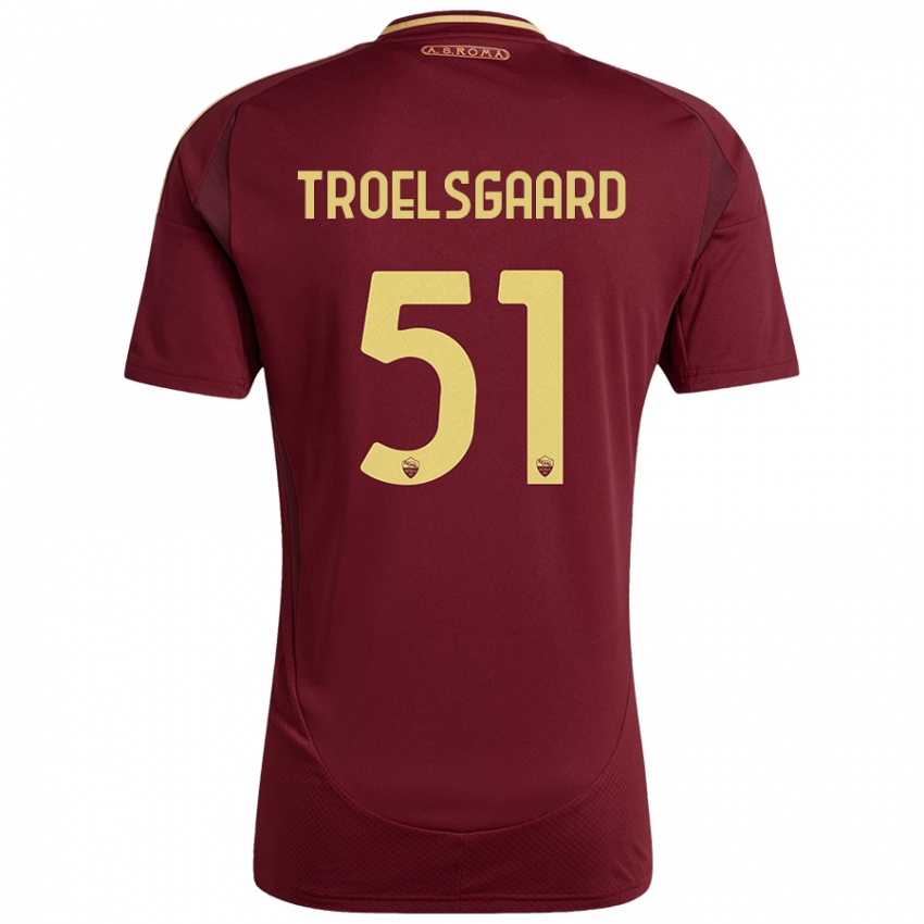 Kinder Sanne Troelsgaard #51 Rot Braun Gold Heimtrikot Trikot 2024/25 T-Shirt Schweiz