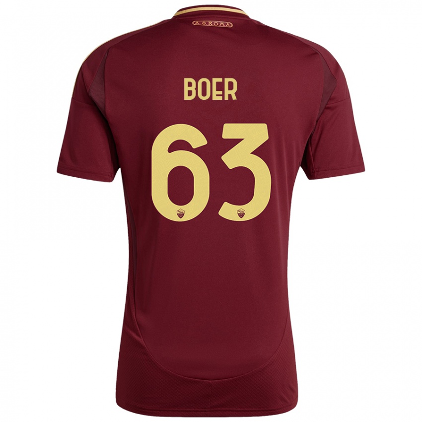 Kinder Pietro Boer #63 Rot Braun Gold Heimtrikot Trikot 2024/25 T-Shirt Schweiz