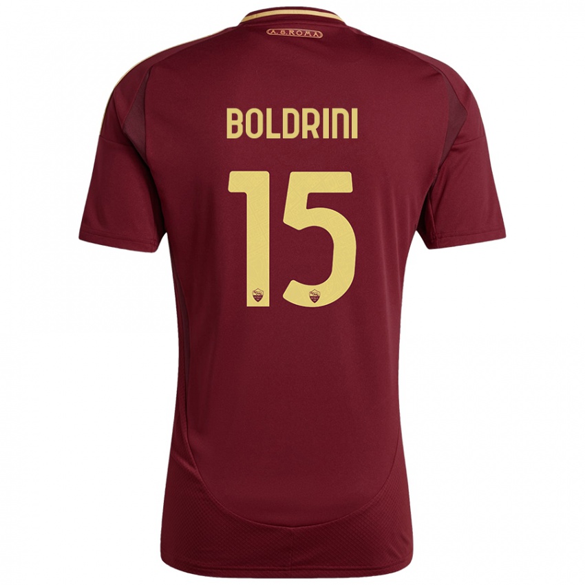 Kinder Mattia Boldrini #15 Rot Braun Gold Heimtrikot Trikot 2024/25 T-Shirt Schweiz