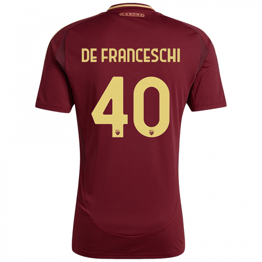 Kinder Leonardo De Franceschi #40 Rot Braun Gold Heimtrikot Trikot 2024/25 T-Shirt Schweiz