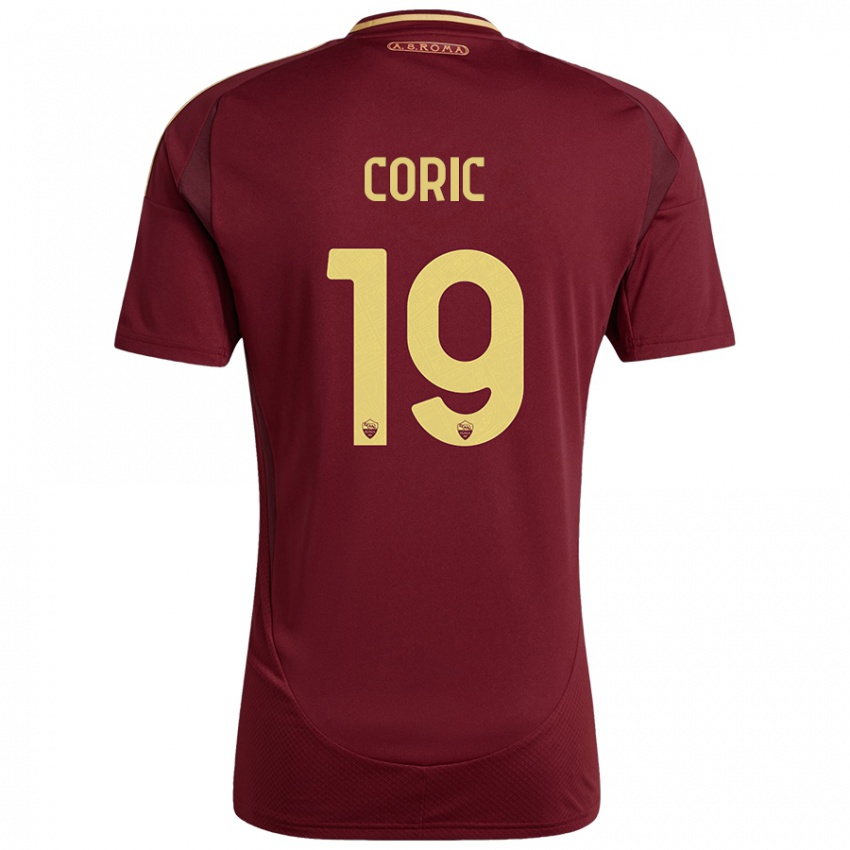 Kinder Ante Coric #19 Rot Braun Gold Heimtrikot Trikot 2024/25 T-Shirt Schweiz