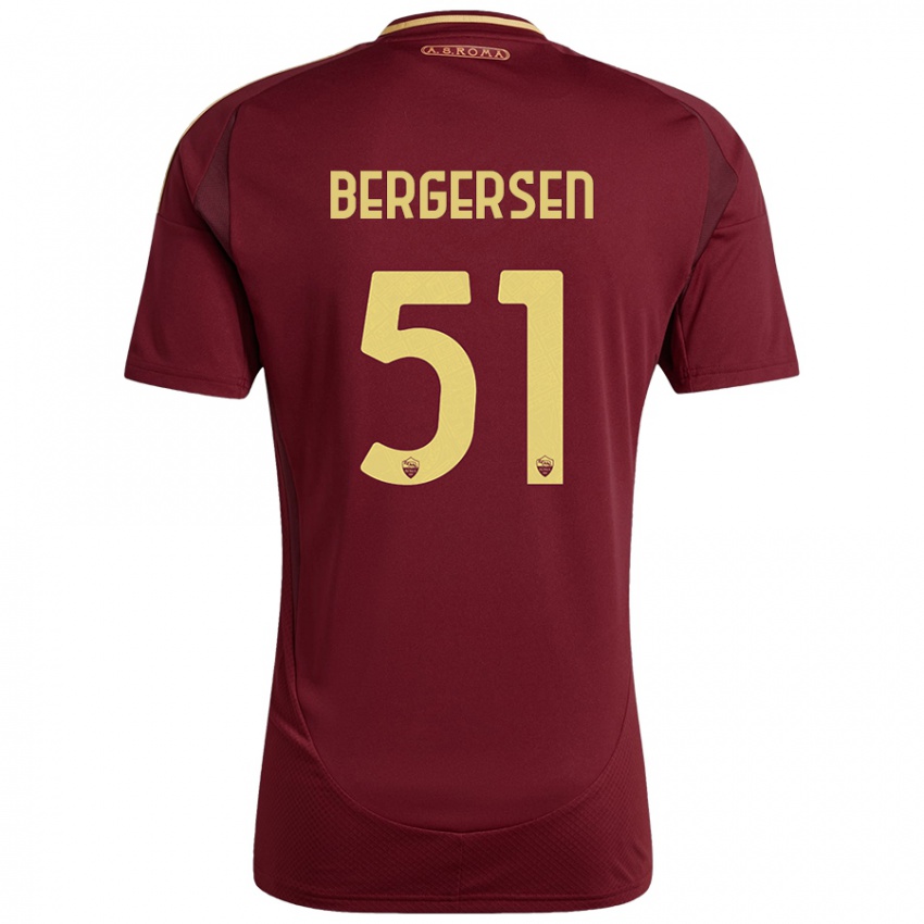 Kinder Mina Bergersen #51 Rot Braun Gold Heimtrikot Trikot 2024/25 T-Shirt Schweiz