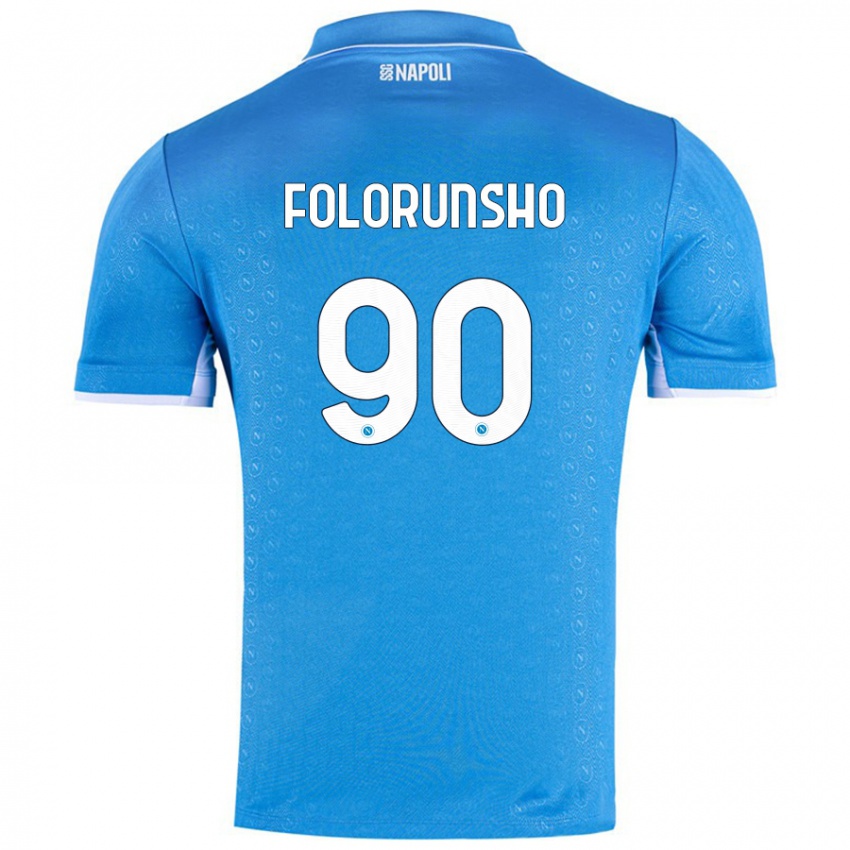 Enfant Maillot Michael Folorunsho #90 Bleu Ciel Tenues Domicile 2024/25 T-Shirt Suisse