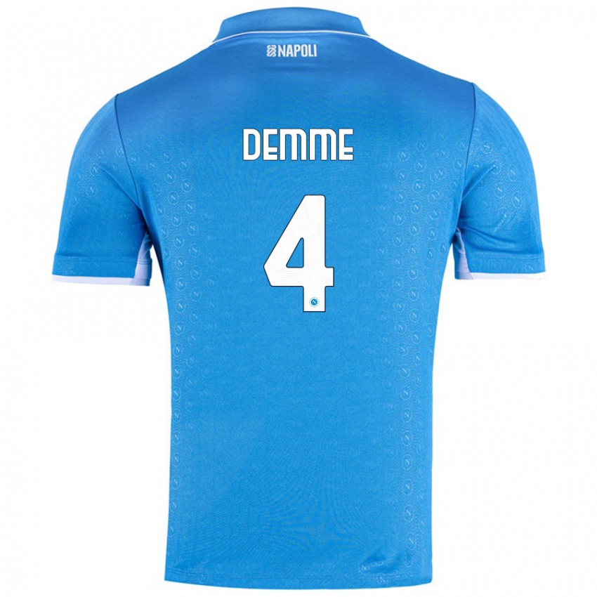 Enfant Maillot Diego Demme #4 Bleu Ciel Tenues Domicile 2024/25 T-Shirt Suisse