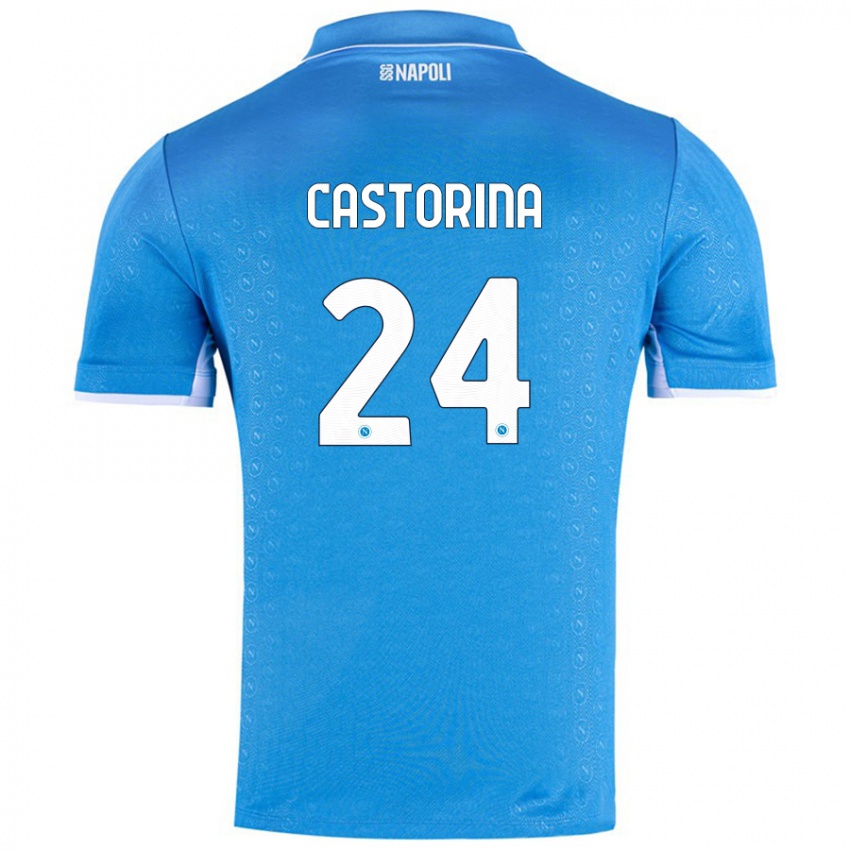 Enfant Maillot Alessandro Castorina #24 Bleu Ciel Tenues Domicile 2024/25 T-Shirt Suisse