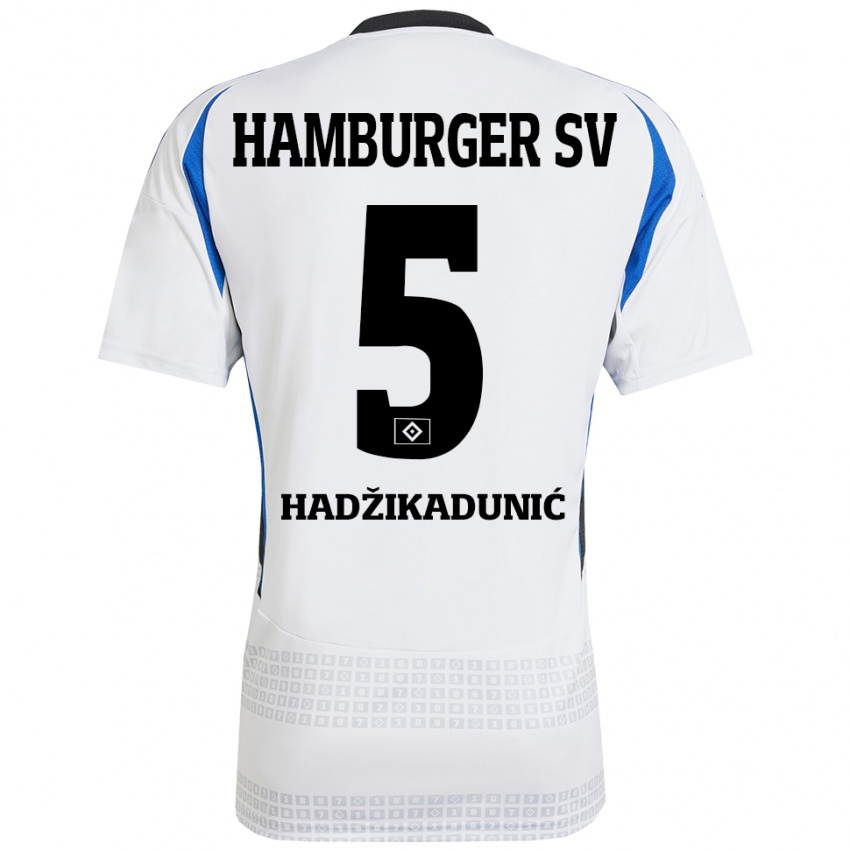 Kinder Dennis Hadzikadunic #5 Weiß Blau Heimtrikot Trikot 2024/25 T-Shirt Schweiz