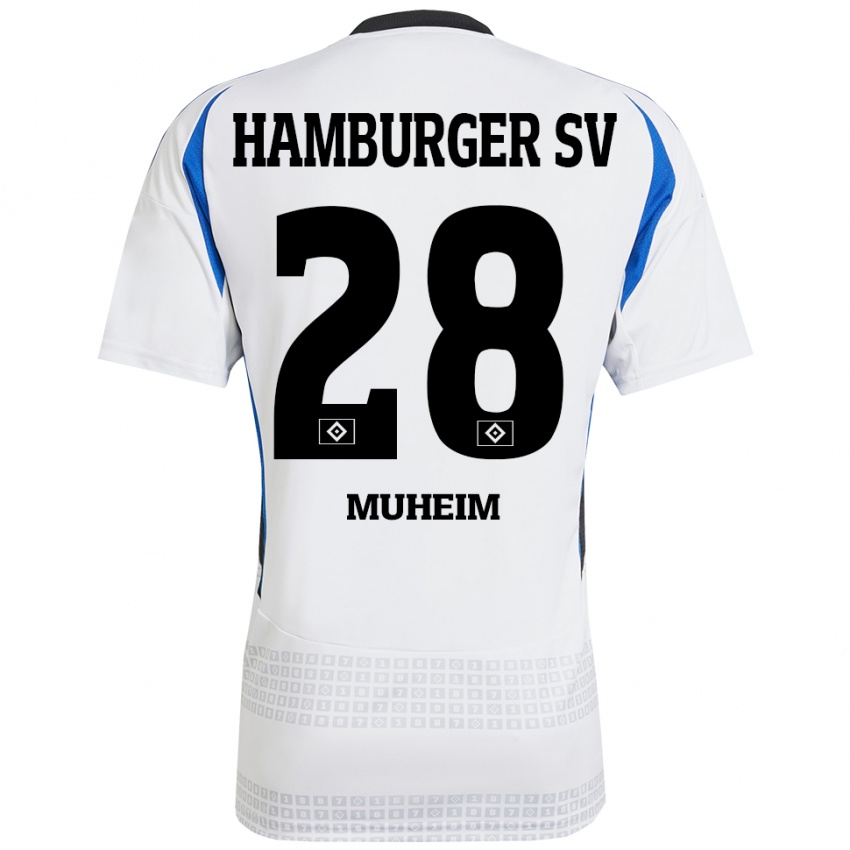 Kinder Miro Muheim #28 Weiß Blau Heimtrikot Trikot 2024/25 T-Shirt Schweiz