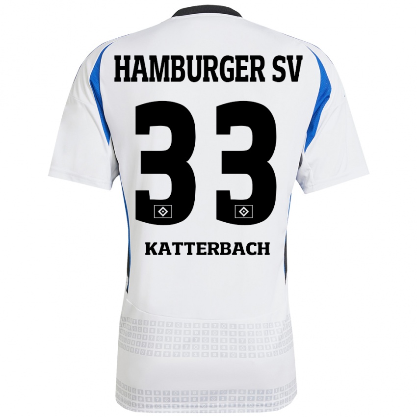 Kinder Noah Katterbach #33 Weiß Blau Heimtrikot Trikot 2024/25 T-Shirt Schweiz