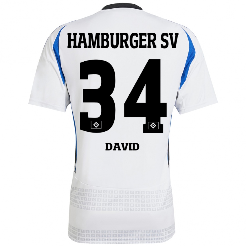 Kinder Jonas David #34 Weiß Blau Heimtrikot Trikot 2024/25 T-Shirt Schweiz