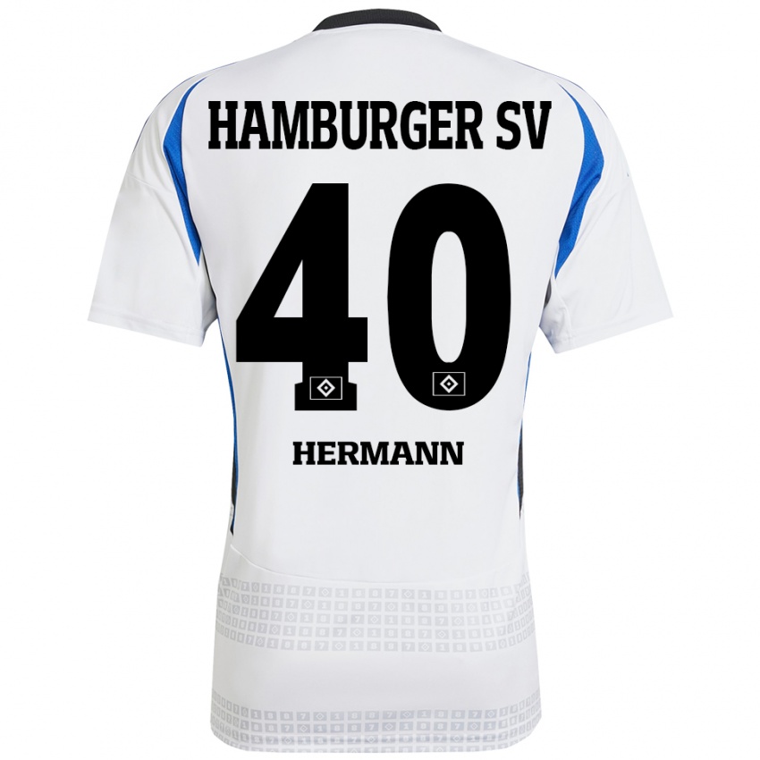 Kinder Hannes Hermann #40 Weiß Blau Heimtrikot Trikot 2024/25 T-Shirt Schweiz