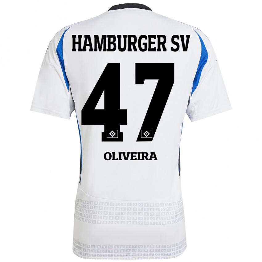 Kinder Nicolas Oliveira #47 Weiß Blau Heimtrikot Trikot 2024/25 T-Shirt Schweiz