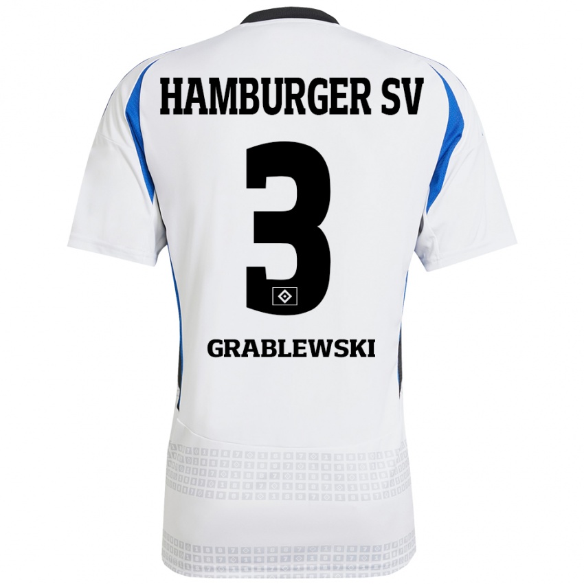 Kinder Max Grablewski #3 Weiß Blau Heimtrikot Trikot 2024/25 T-Shirt Schweiz