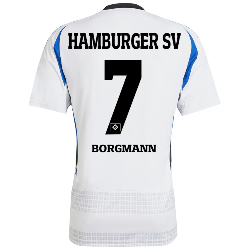 Kinder Marcus Borgmann #7 Weiß Blau Heimtrikot Trikot 2024/25 T-Shirt Schweiz