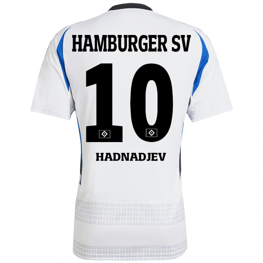 Kinder Marko Hadnadjev #10 Weiß Blau Heimtrikot Trikot 2024/25 T-Shirt Schweiz