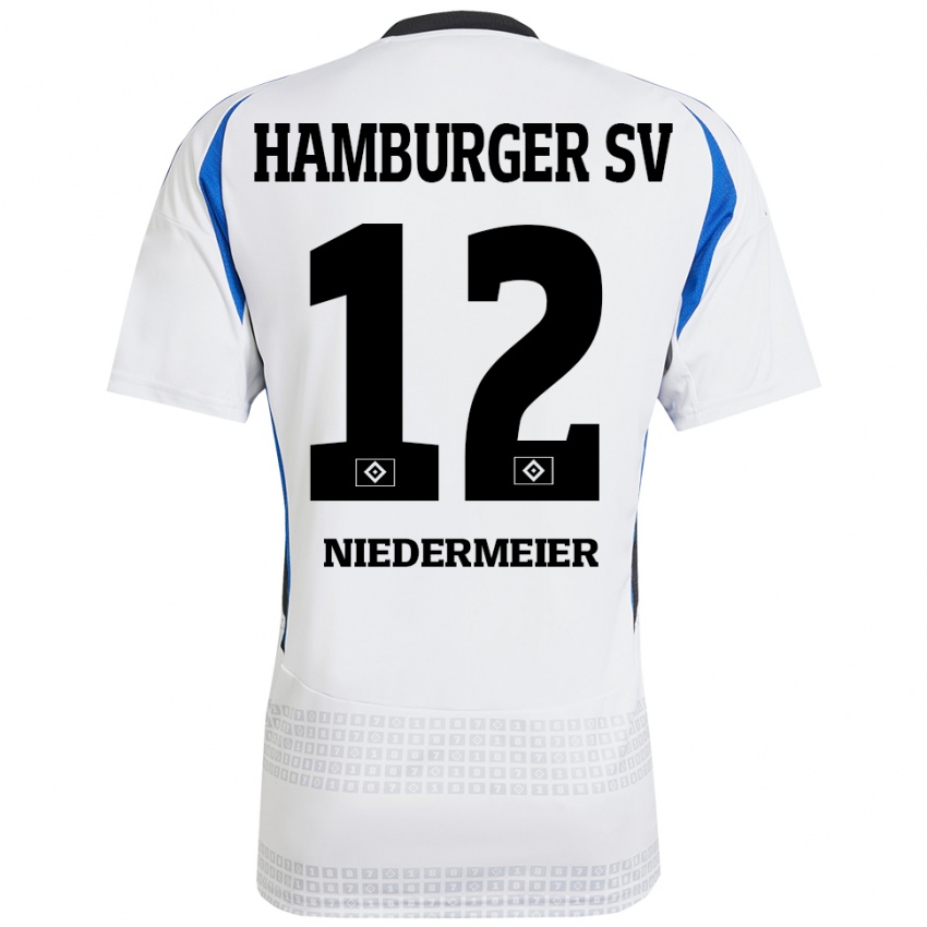 Kinder Philipp Niedermeier #12 Weiß Blau Heimtrikot Trikot 2024/25 T-Shirt Schweiz