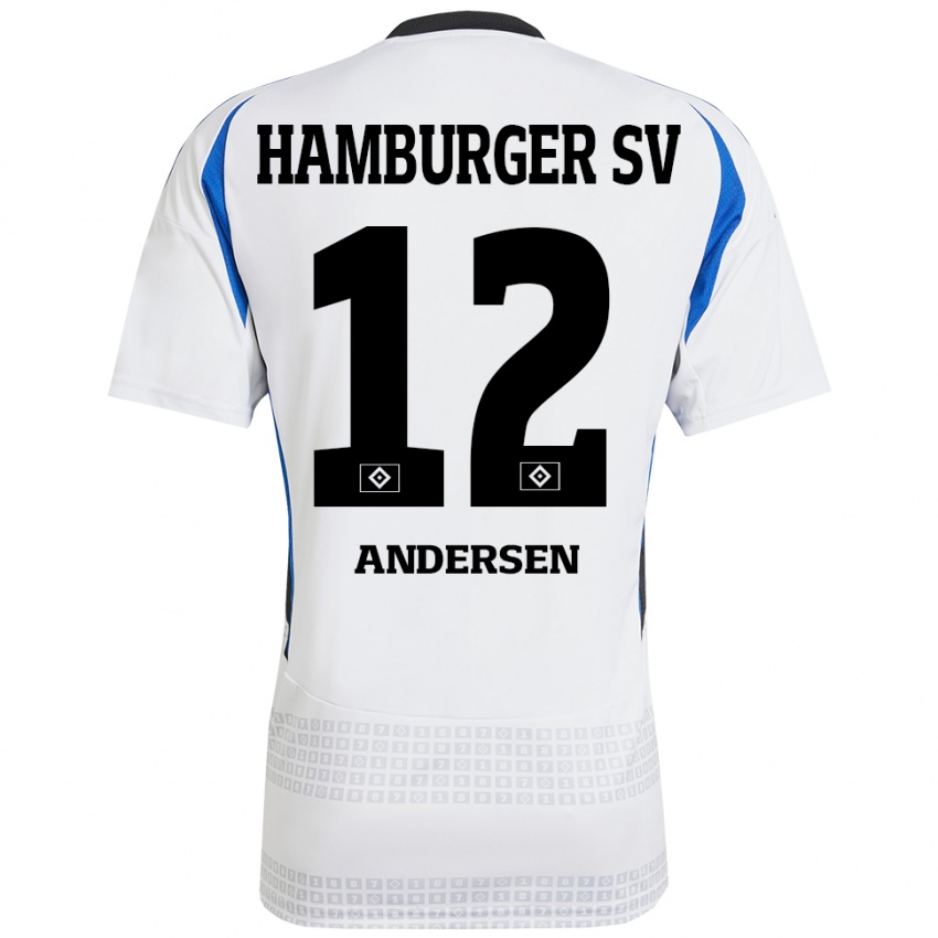 Kinder Patrick Andersen #12 Weiß Blau Heimtrikot Trikot 2024/25 T-Shirt Schweiz