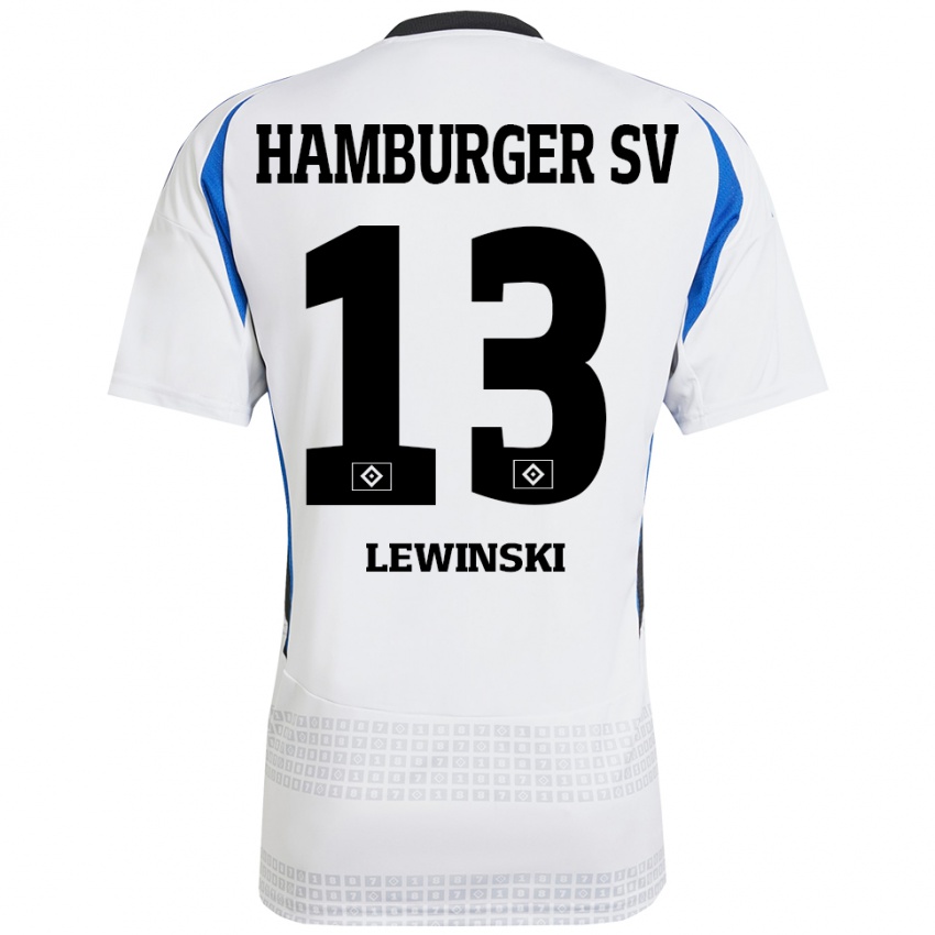 Kinder Fyn-Luca Lewinski #13 Weiß Blau Heimtrikot Trikot 2024/25 T-Shirt Schweiz