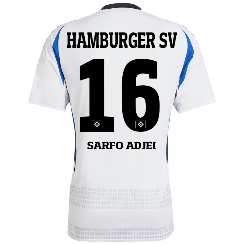 Kinder Maximilian Sarfo-Adjei #16 Weiß Blau Heimtrikot Trikot 2024/25 T-Shirt Schweiz