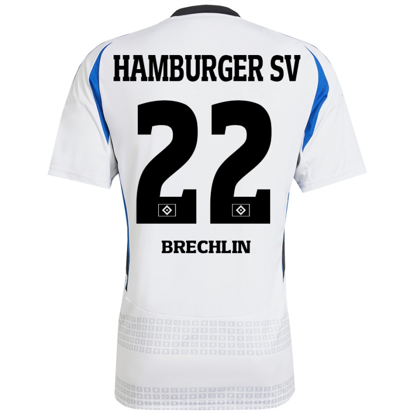 Kinder Bjarne Brechlin #22 Weiß Blau Heimtrikot Trikot 2024/25 T-Shirt Schweiz