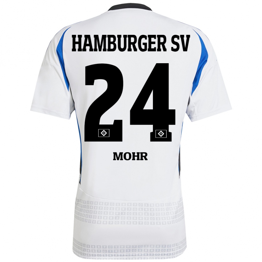 Kinder Jannik Mohr #24 Weiß Blau Heimtrikot Trikot 2024/25 T-Shirt Schweiz