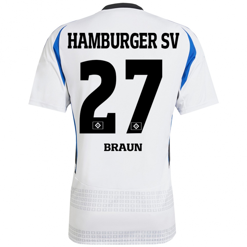 Kinder Elias Braun #27 Weiß Blau Heimtrikot Trikot 2024/25 T-Shirt Schweiz