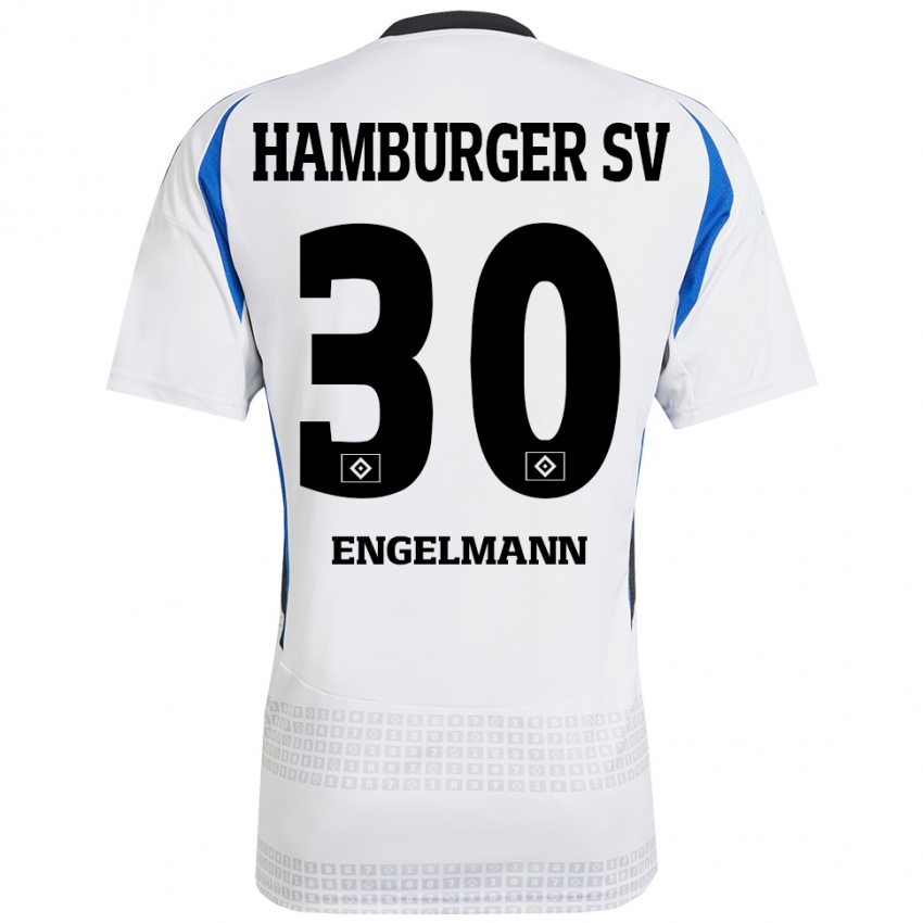 Kinder Timon Engelmann #30 Weiß Blau Heimtrikot Trikot 2024/25 T-Shirt Schweiz